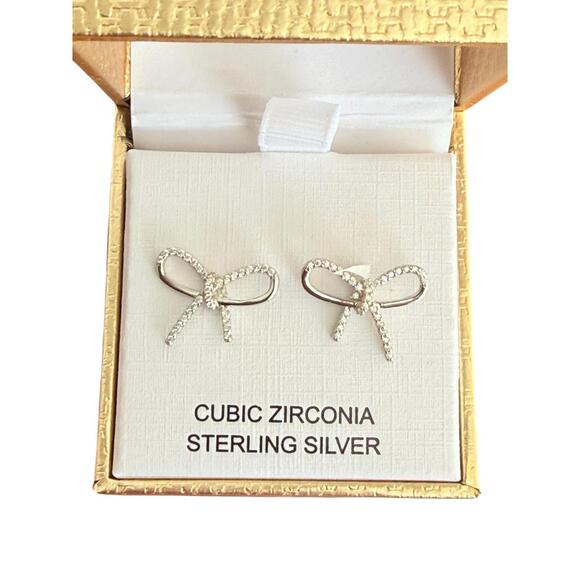 New Charlotte & Lexi Sterling Silver Bow Stud Earrings - Picture 4 of 4